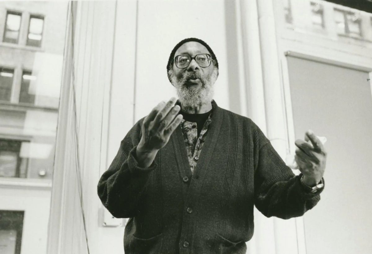 The poet Kamau Brathwaite in the early 1990s. (Photo: New York University Archive)