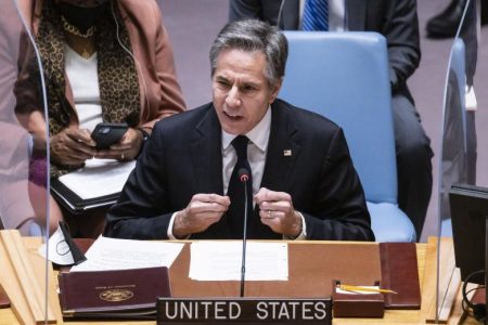 US Secretary of State Anthony Blinken addresses a UN Security Council meeting on the tensions between Ukraine and Russia. PHOTO: EPA-EFE