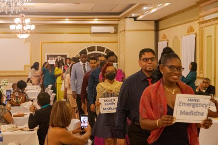 A scene from the GPHC’s Institute of Health Sciences Education Graduation Ceremony on Sunday. (Ministry of Health photo)