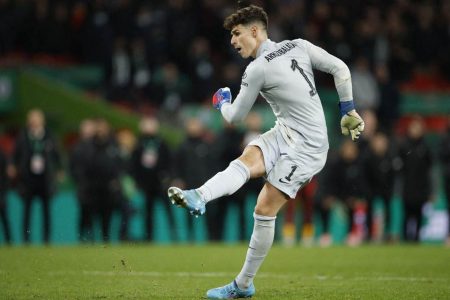 Chelsea’s Kepa Arrizabalaga misses a penalty to lose the shoot-out Action Images via Reuters/John Sibley