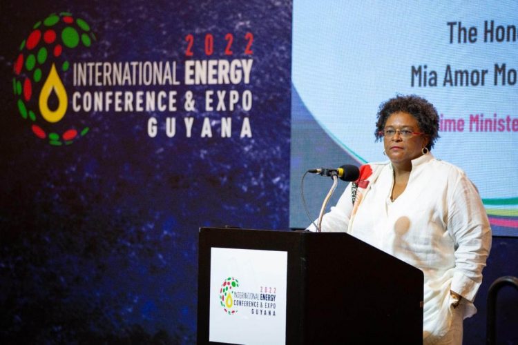 Barbados Prime Minister Mia Mottley speaking yesterday. (DPI photo)