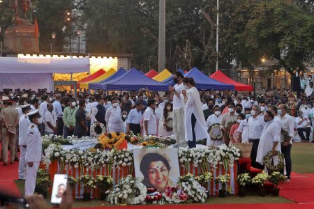 A scene from yesterday’s funeral
(Niharika Kulkarni | Credit: REUTERS)