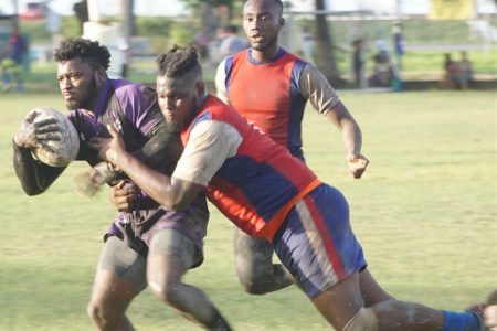 Rugby action in the National Park.
