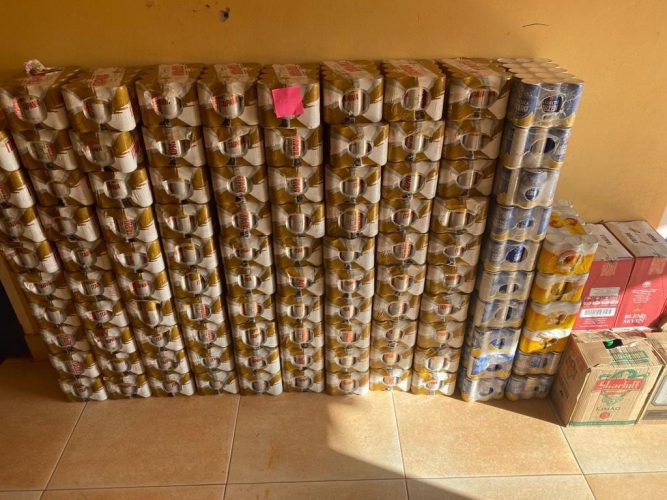 The alcoholic beverages which were seized by the police (Guyana Police Force photo)