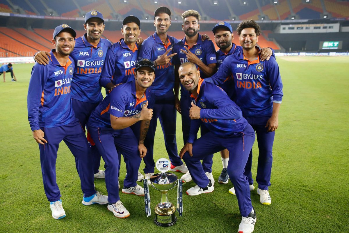 The victorious India side after they completed their 3-0 series win over the West Indies
yesterday. (Photo courtesy Twitter)