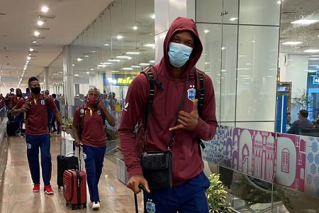 The West Indies players arrive in Ahmedabad, India ahead of their three-match ODI series