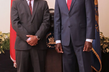 Prime Minister Dr Keith Rowley stands with new Attorney General and Minister of Legal Affairs Reginald Armour SC yesterday.OFFICE OF THE PRIME MINISTER