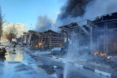 A damaged market in Kharkiv (Reuters photo)
