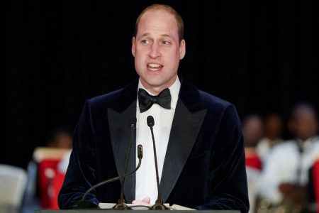 Britain's Prince William speaks during a reception hosted by the Governor General of The Bahamas on the seventh day of their tour of the Caribbean, at Baha Mar Resort, in Nassau, Bahamas, March 25, 2022. Paul Edwards/Pool via REUTERS