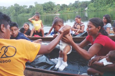 Some of the Warrau migrants upon arrival at Kabakaburi Village (Carlyle Lowe photo)
