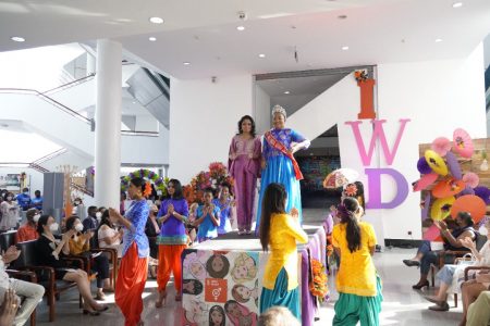 Models adorned in pieces designed by one of the female designers who participated in the fashion show at the WE LIFT 2 expo, held at the Arthur Chung Conference Centre on Saturday to mark the upcoming International Women’s Day 2022 (MoHSSS Photo)