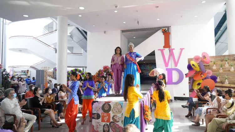 Models adorned in pieces designed by one of the female designers who participated in the fashion show at the WE LIFT 2 expo, held at the Arthur Chung Conference Centre on Saturday to mark the upcoming International Women’s Day 2022 (MoHSSS Photo)