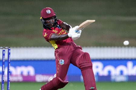Deandra Dottin goes on the attack during her half-century in yesterday’s final. 