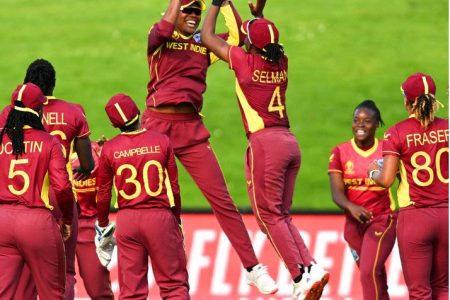  HIGH-FIVE! The West Indies players are on a high as they celebrate their win over defending ICC 50-overs champions England.
