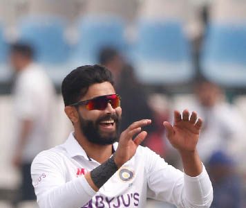 Ravindra Jadeja was named Man-of-the-Match for his unbeaten innings of 175 and his nine wickets in the match.