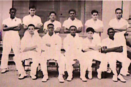Standing:	(left to right) M. Baird, W.A. Chin, R.C. Bacchus, F.E. Mongul, A. Gonsalves, R.M. Glasford,
Sitting:  	C.S. Pilgrim, A.F.R. Bishop, R.A. Gibbons (captain), W.L. Lee, L.A. Jackman, Absent: M. Moore, T.B. Richmond.Baird – a doctor of medicine who went on to practise in the USA.