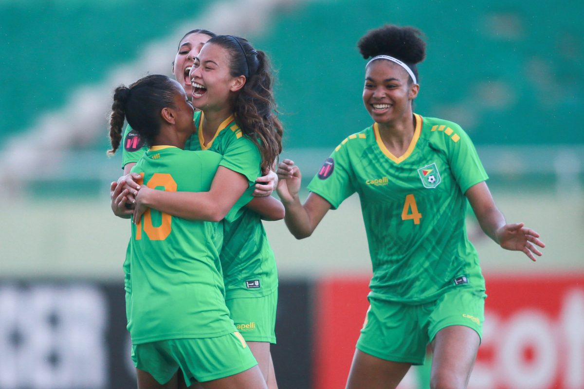 Flashback! Some members of the Guyana Lady Jaguars team celebrate a goal against Honduras in the team’s opening encounter. (Photo courtesy Concacaf website)