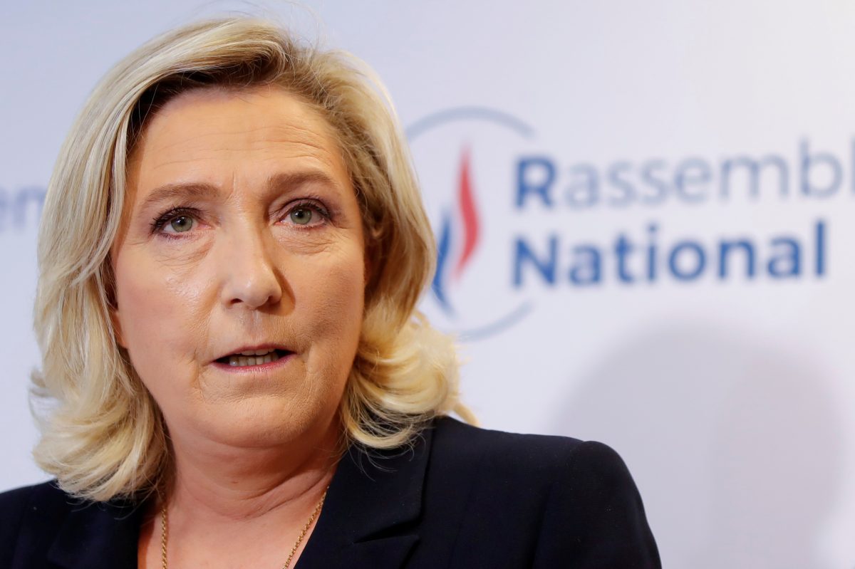 FILE PHOTO: French far-right National Rally (Rassemblement National) party leader Marine Le Pen delivers a speech in reaction to the outcomes of the second round of French regional and departmental elections, in Nanterre, near Paris, France June 27, 2021. REUTERS/Sarah Meyssonnier/File Photo