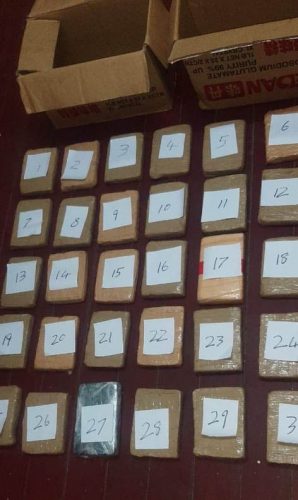 The parcels of cannabis found under the teenager’s bed (Guyana Police Force photo)