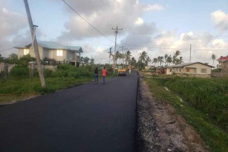 Works on the road network at Number 76 and 77 Villages, Corentyne, Berbice have been completed. (Ministry of Public Works photo)