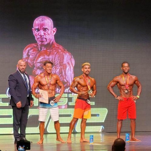 Men’s Physique standout, Yannick Grimes along with Master’s bodybuilder, Lindon Burnett each copped bronze medals at the Giovanni Classic held in Aruba this past weekend.