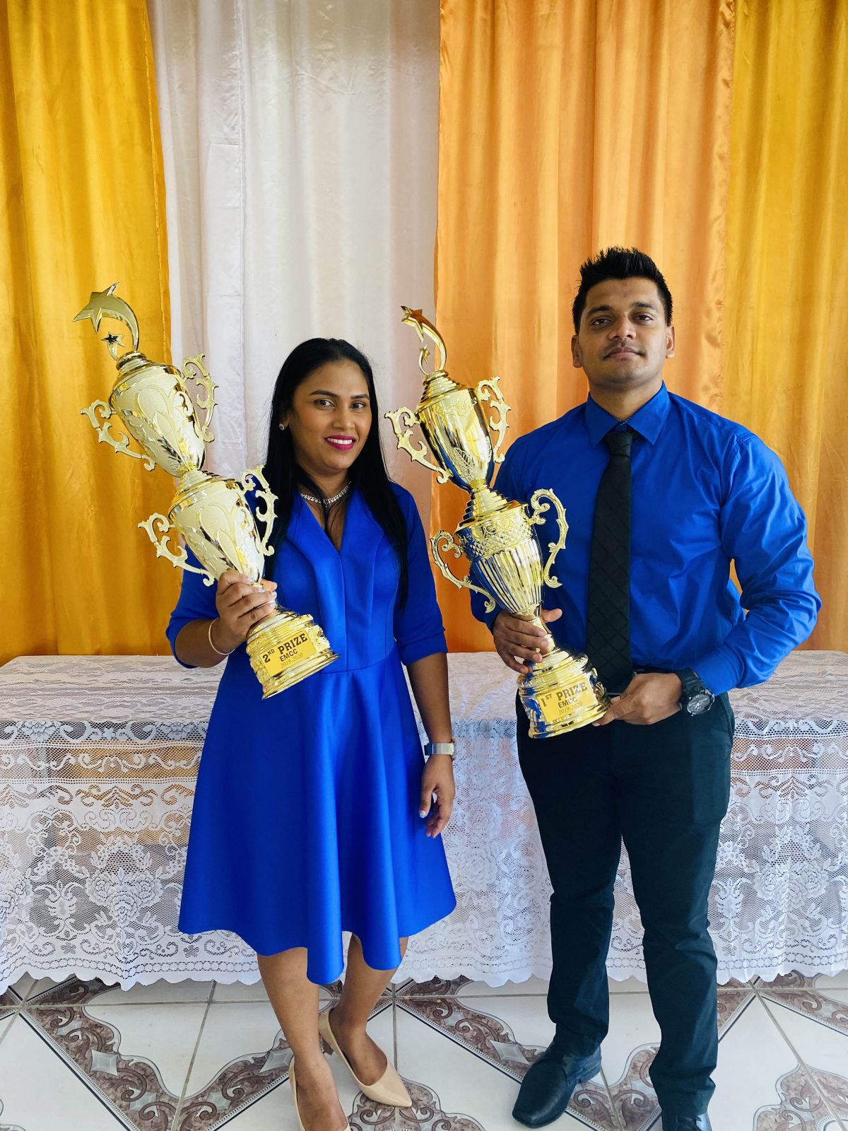 Elaine Sookdeo from Charity Secondary and Vishnu Narine from Aurora Secondary