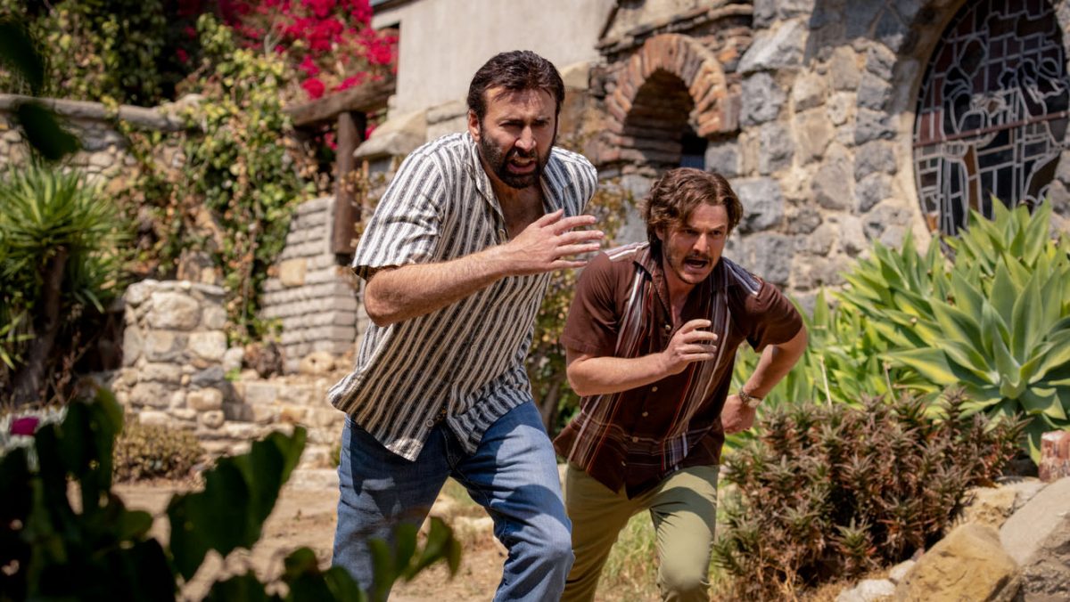 Nicolas Cage and Pedro Pascal in “The Unbearable Weight of Massive Talent,” which is currently playing in local theatres