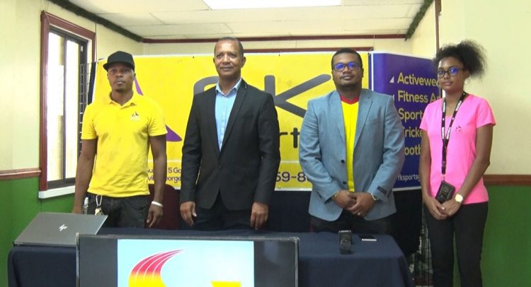 Proprietor of FK Sports Felix Walker, Athletics Association of Guyana’s President, Aubrey Hutson and Organiser Treiston Joseph launched the Arrowhead League yesterday.