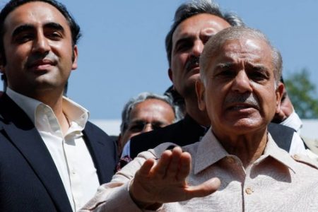 Shehbaz Sharif (right) nominated as next Pakistan PM, Bilawal Bhutto (left) likely to be foreign minister. (Photo: Reuters)