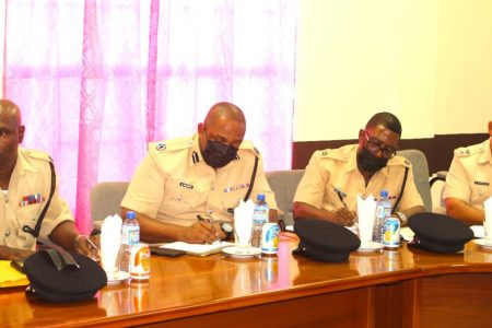 From left are Commanders Dion Moore, Simon McBean, Raphael Rose and Khali Pareshram (GPF photo)