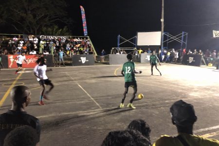 Scenes from the Trendsetters (green) and Silver Bullets (red) encounter in the Guinness ‘Greatest of the Streets’ Linden edition at the Christianburg Hard-court Saturday night.
