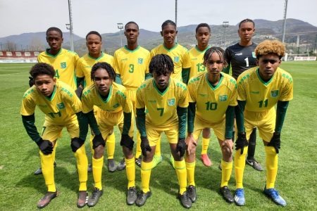 The Golden Jaguars U16 men’s starting XI, which took the field against Bosnia and Herzegovina in the UEFA Assist Friendly Tournament.