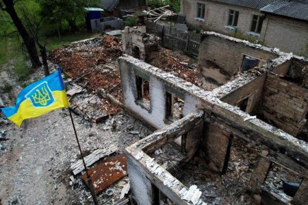 A view of the destroyed village of Moshchun, amid Russia’s invasion, Kyiv region, Ukraine, May 19, 2022. REUTERS/Leonardo Benassatto
