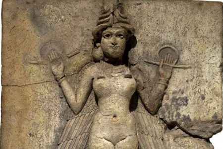 The painted clay relief Queen of the Night (circa 1750 BCE) from Iraq is exhibited at the new show Feminine Power at the British Museum (Credit: Trustees of the British Museum)
