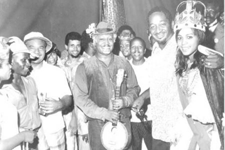 St. Lucian Banjo Man Players pose with then Prime Minister of Guyana Forbes Burnham at Carifesta 1972 (Photo sourced from Caricom.org) 