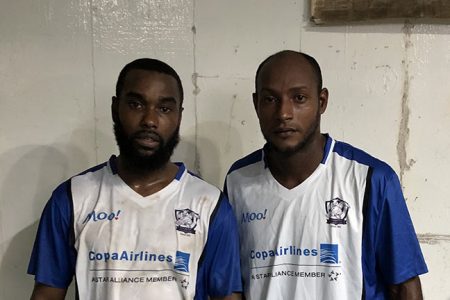 GFC scorers from left Calvin Shepherd and Alberto Basanta