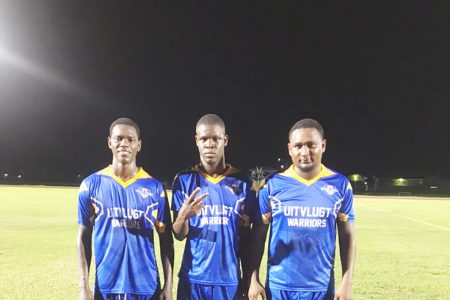 Uitvlugt Scorers (from left) Casper Evans, Clem Brotherson, and Keon Duke
