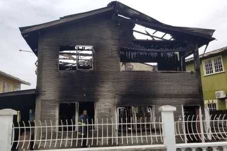 The destroyed house (Guyana Fire Service photo)