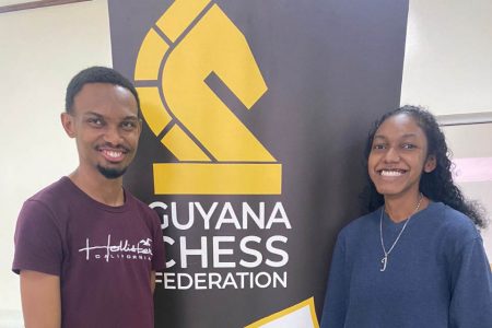 The National Open and Women’s Chess Qualifiers winners from left Anthony Drayton, and Jessica Callender
