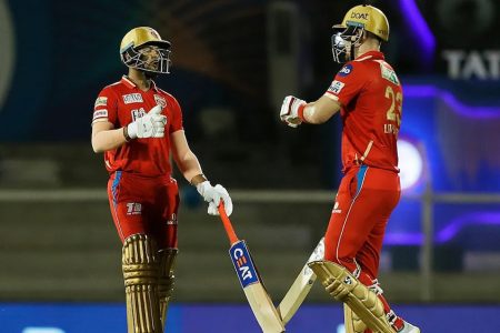  Liam Livingstone, right, top scored for the Punjab Kings with a breathtaking innings of 70. (Photo courtesy IPL website)
