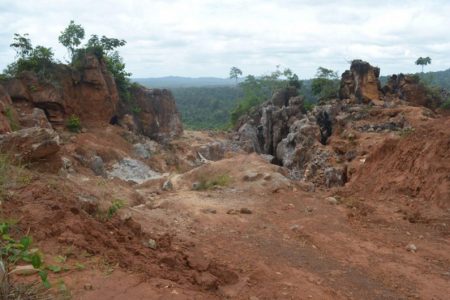 The destruction caused on Mazoa Mountain by mining in the Marudi area (SN file photo)