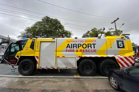 The airport firefighting truck (Ministry of Home Affairs photo)