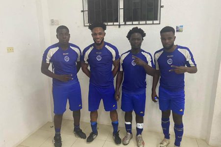 Pouderoyen scorers from left EJ Mars, Chad Matthews, Teffon Fraser, and Glenroy Semple