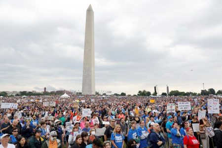 People participate in the March for Our Lives, one of a series of nationwide protests against gun violence, on the National Mall in Washington, DC, U.S., June 11, 2022. REUTERS/Jonathan Ernst