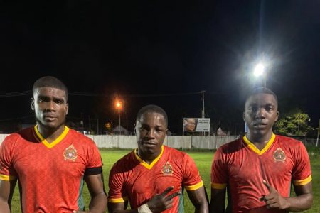 GDF scorers from left Colin Nelson, Sherwin Caesar, and Rondell Haywood