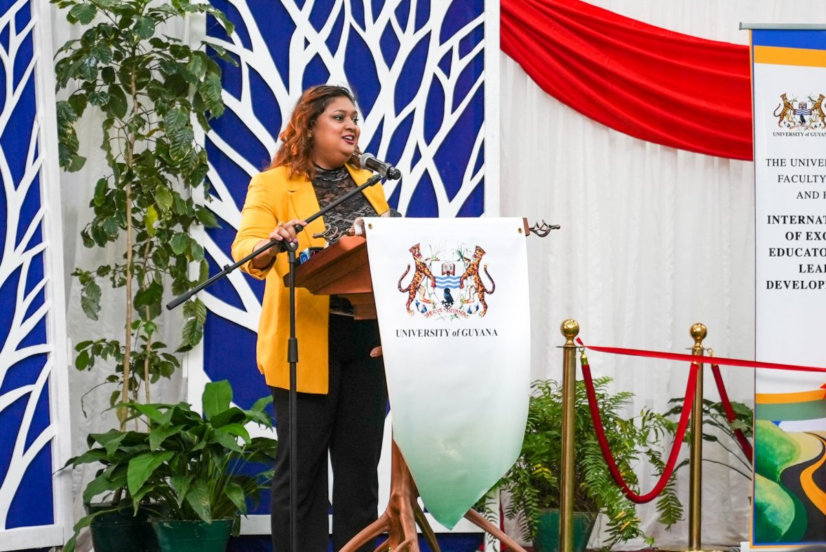 Minister of Education Priya Manickchand addressing the launch. (Photo: Ministry of Education)