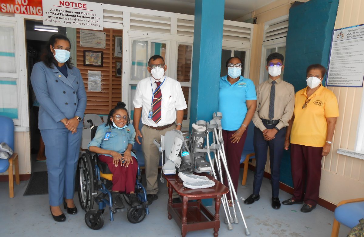 From left are Fariza Hassain, Foreign Service Officer, MoFA; Stacy Johnson, Ptolemy Reid Rehabilitation Centre (PRRC); Ashford Ambedkar, PRRC; Denise Wharton, PRRC; Fardeen Alli, Foreign Service Officer, MOFA; and Bibi Sanlall, PRRC. (MoFA photo) 