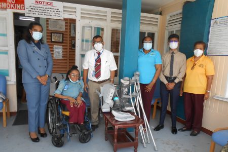 From left are Fariza Hassain, Foreign Service Officer, MoFA; Stacy Johnson, Ptolemy Reid Rehabilitation Centre (PRRC); Ashford Ambedkar, PRRC; Denise Wharton, PRRC; Fardeen Alli, Foreign Service Officer, MOFA; and Bibi Sanlall, PRRC. (MoFA photo) 