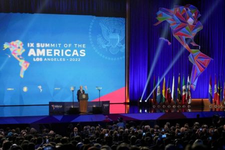 U.S. President Joe Biden speaks during the ninth Summit of the Americas, in Los Angeles, California, U.S. June 8, 2022. REUTERS/Lauren Justice/File Photo