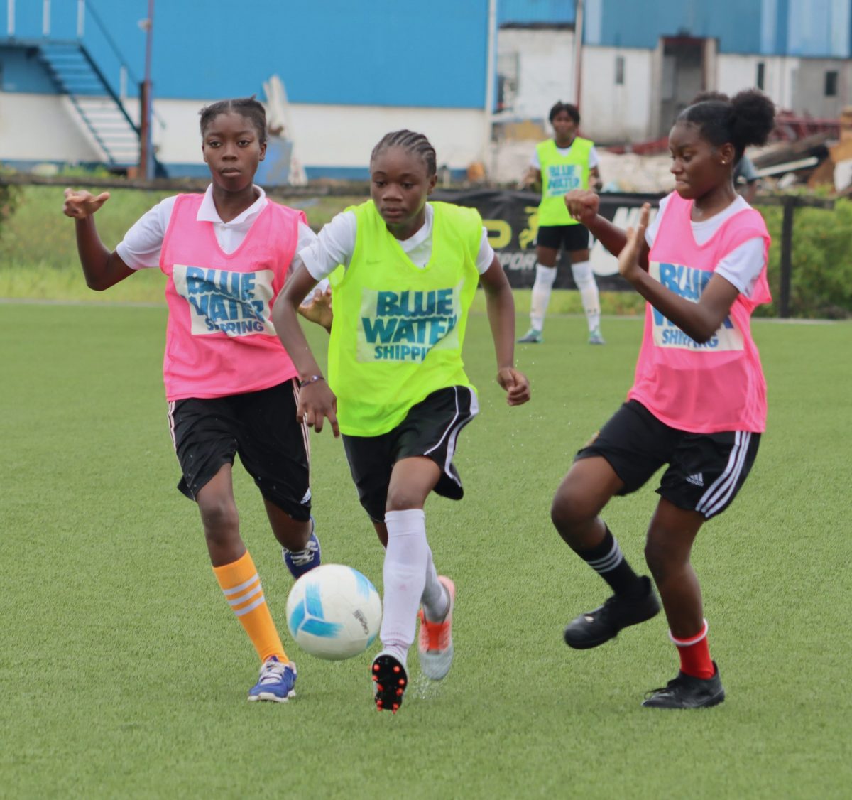 Scenes from the Guyana Football Federation/Blue Water Shipping U15 girls’ league at the National Training Centre, Providence.
